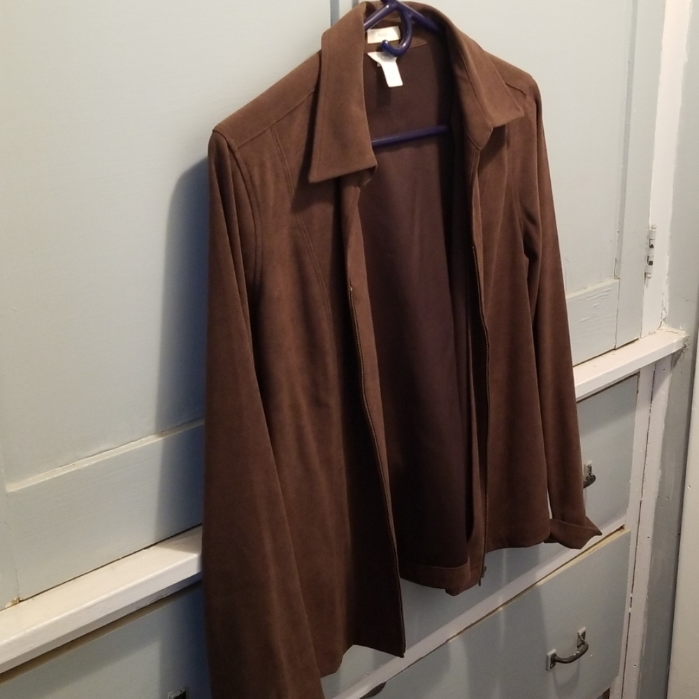 Microfiber suede like zippered front blazer